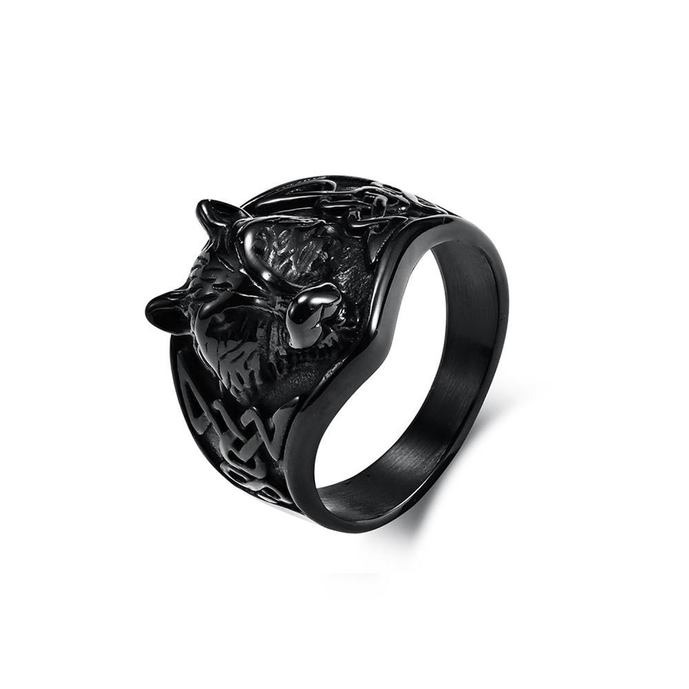 Vintage Stainless Steel Wolf Head Ring For Men Women Punk Fashion Viking Celtic Knot Rings Biker Amulet Jewelry Gifts Wholesale