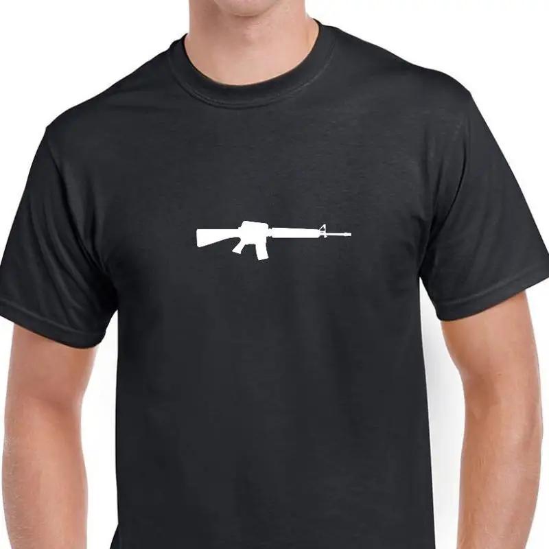 AR 15 AR15 Silhouette Assault Rifle T shirt LOGO Black White S 5XL