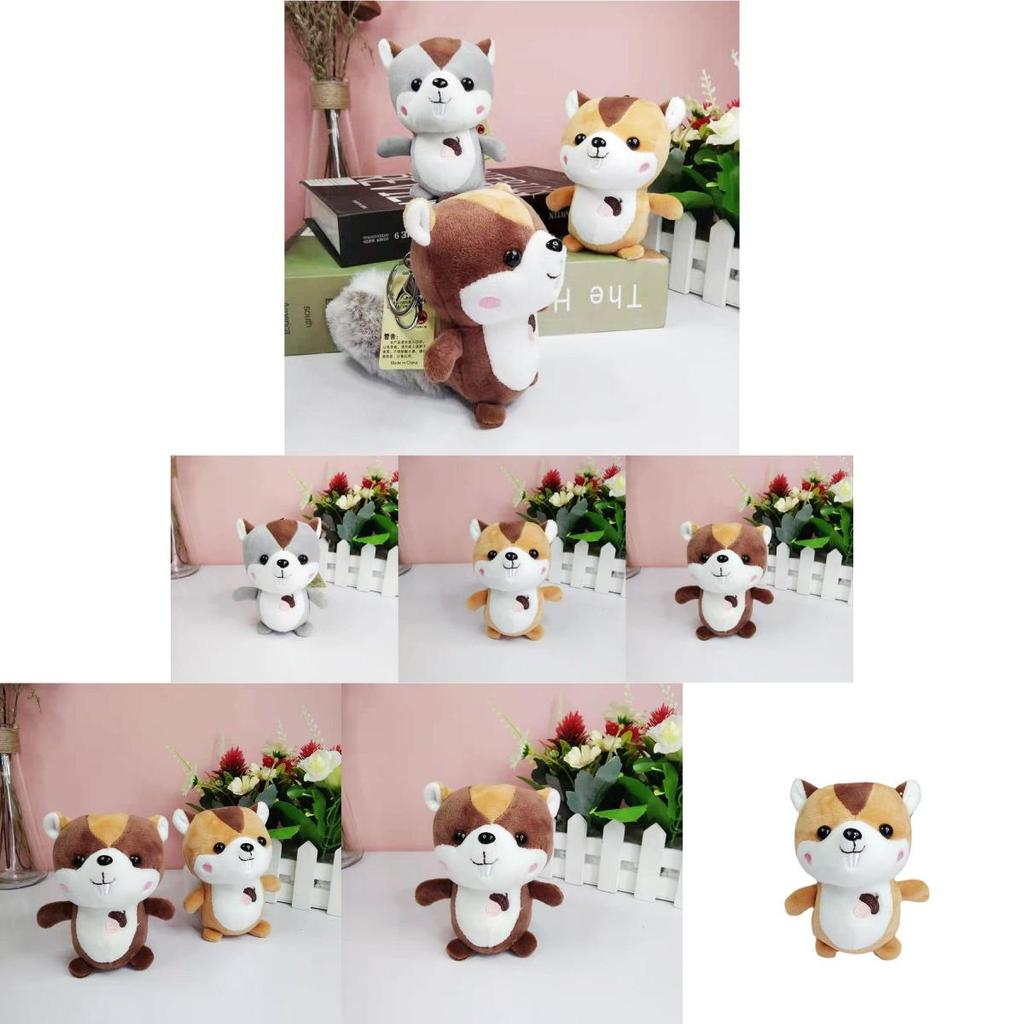 Charming Grey Yellow And Brown Squirrel Plush Keychain Soft Toy For Accessories And Gifts
