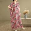 Kurzarm-Übergröße, Vintage-Kleid mit Blumenmuster, neu in Kleidern für Damen, lässig, locker, Maxi, lang, Sommerkleid
