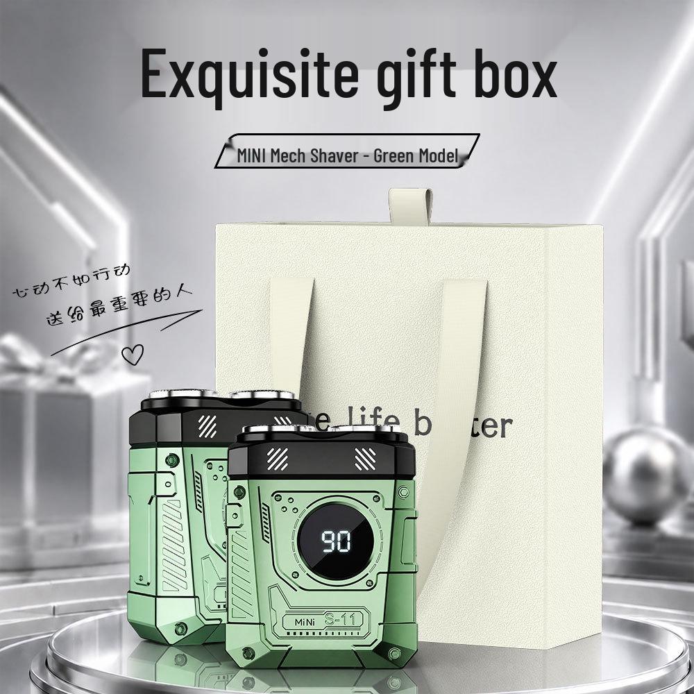 Compact Dual-Head Magnetic Electric Shaver: Rechargeable Razor with Digital Display and Gift Box