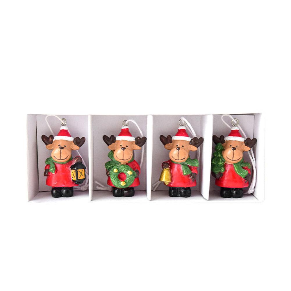 Christmas Pendant Mini Resin Elk Dog Cat Snow House Christmas Tree Decorations Elderly Snowhouse Ornaments Christmas Pendant