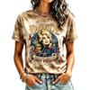 Women's Fashion Casual Short Sleeve Neck Graphic Print Pullover Top
