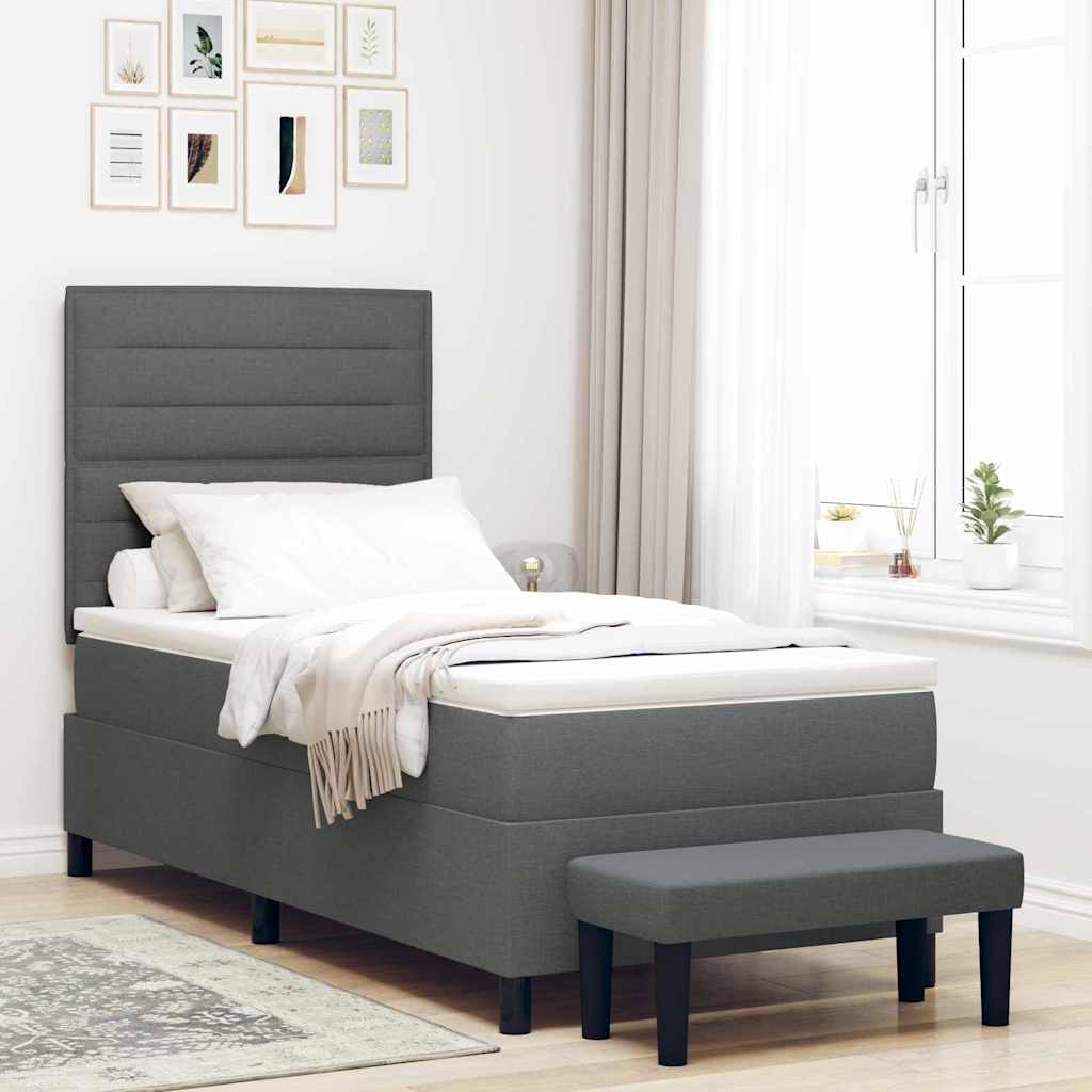 Box Spring Bed with Pillow Dark Gray 80 x 200 cm Fabric
