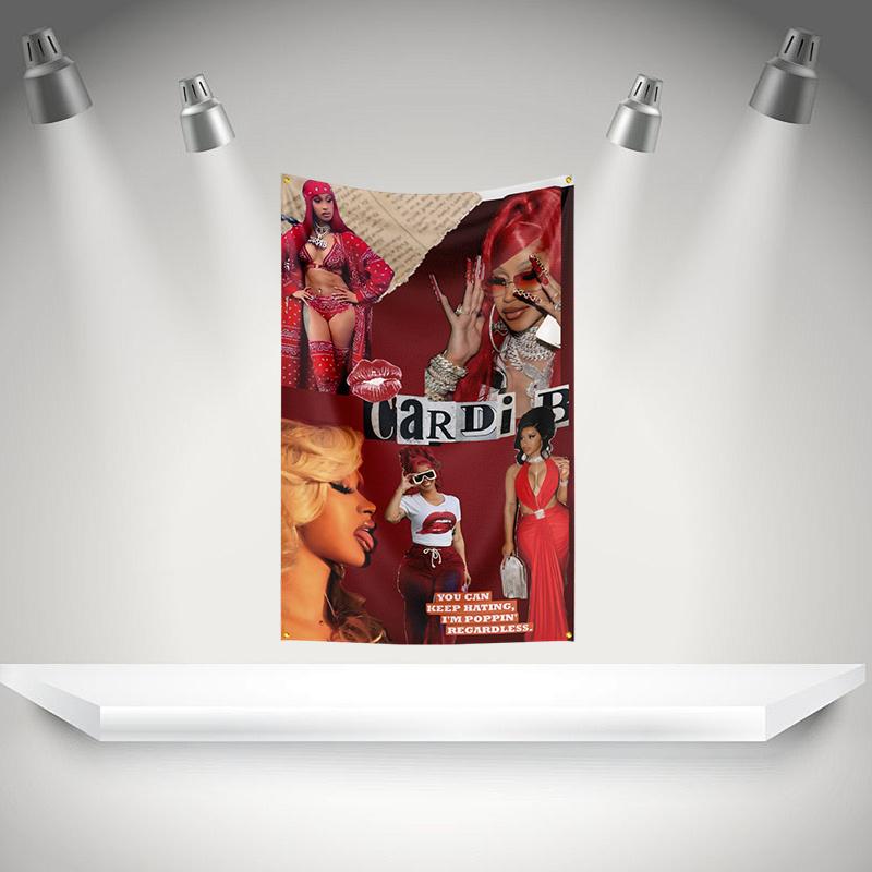 C-Cardis B Flag Rock Music Band Banner HD Printing Tapestry Exhibition, Music Band Fans, Garage Decor