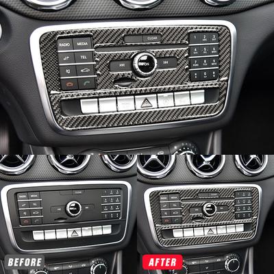 Kohlefaser Aufkleber Auto CD Klimaanlage Bedienfeld Abdeckung Zierleiste für Mercedes Benz A-Klasse GLA CLA 2016 2017 2018
