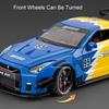 1:24 Scale GTR Racing Car R34 Model Toy Alloy Die-cast Doors Opened Pull Back Sports Cars Models Sound Light Gifts for Chid