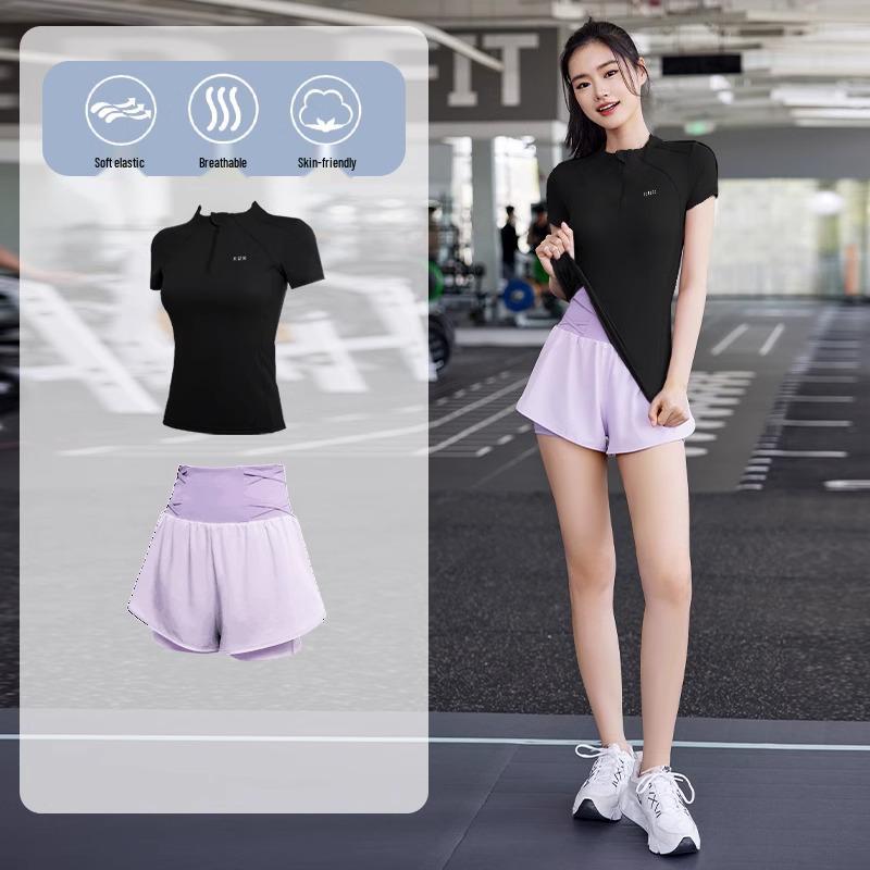 2025 Women's Spring Quick-Dry Sports Set: Short-Sleeve Running, Fitness, Morning Run & Yoga Apparel
