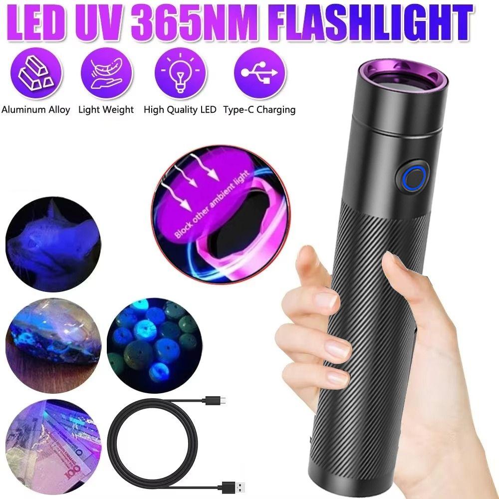 IPX4 Waterproof 365nm Purple Light Lamp Shockproof Blood Tracking Light UV Flashlight  Resin Curing