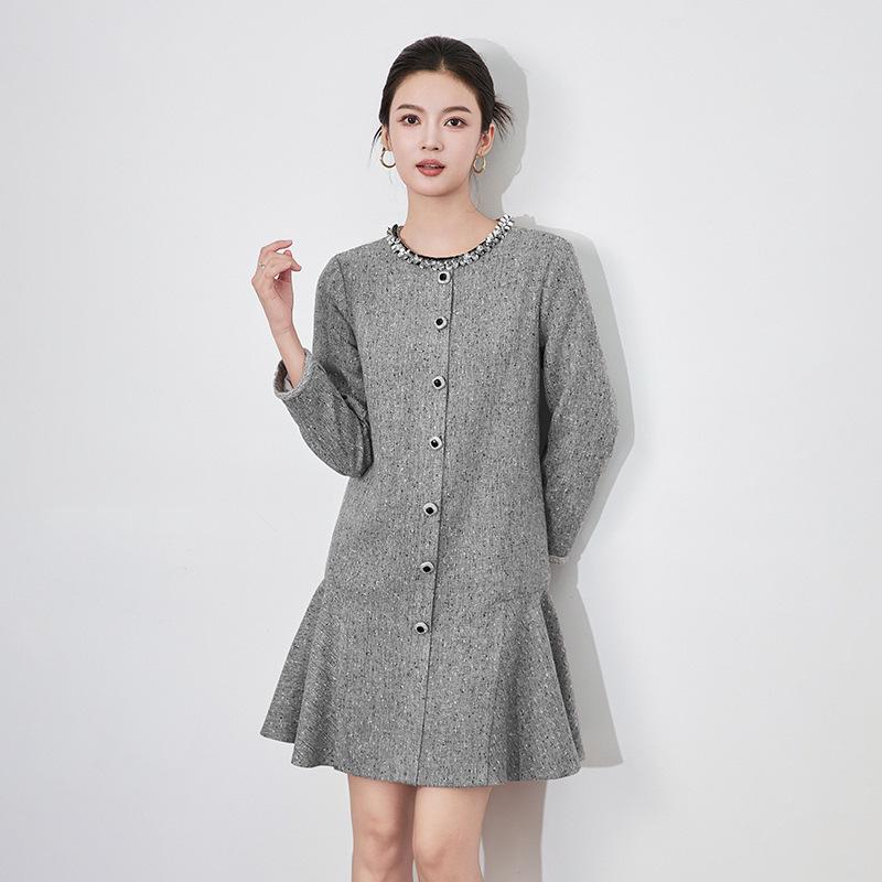 

Silver Beaded Sequin Fishtail Skirt Slimming Dress Large серый