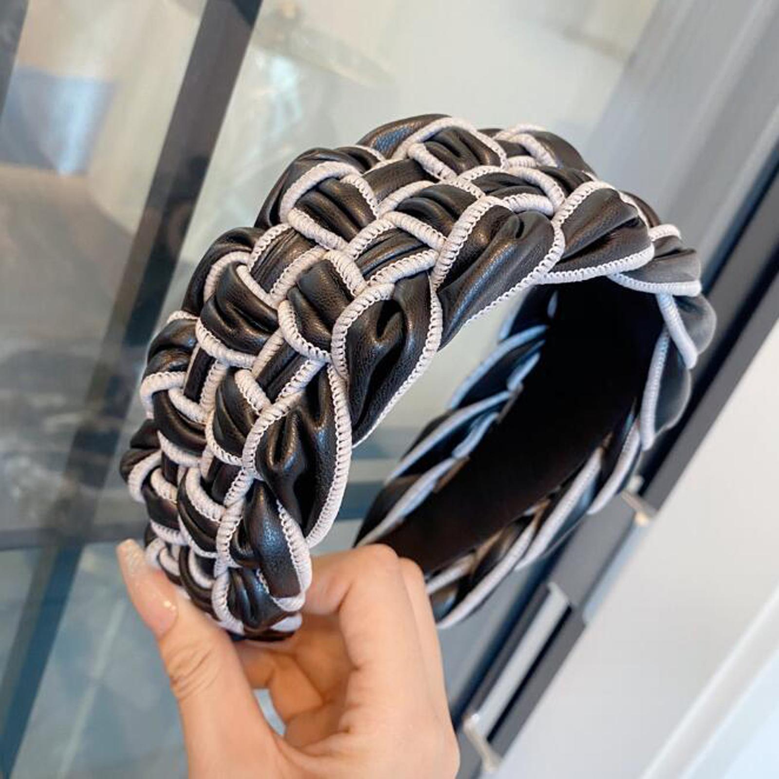 

PROLY Новая Мода Сверхразмерная Широкая Повязка на Волосы 6,5 см для Женщин Повязка на Голову из ПУ Кожи Плетеные Аксессуары для Волос