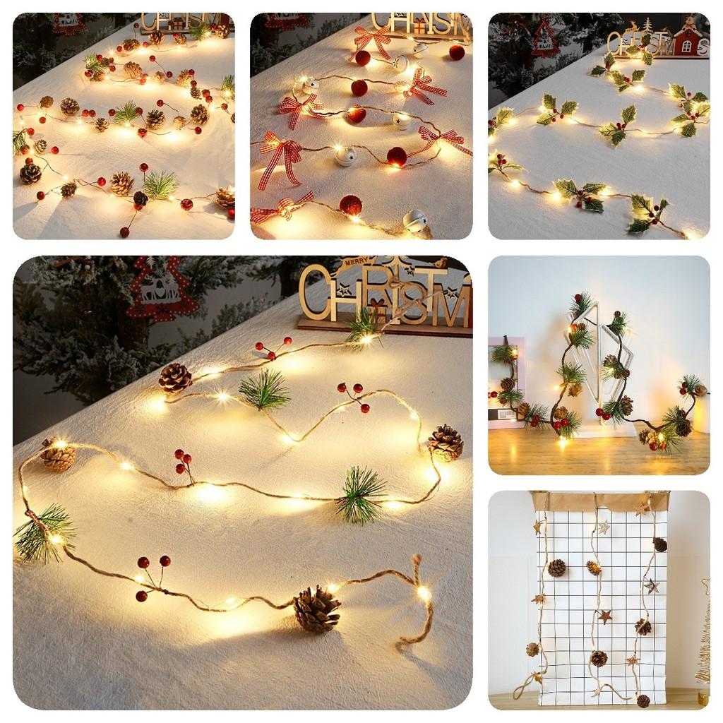 2m Christmas Pine Cone Led String Light Battery Xmas Tree Garland Decors Lamp