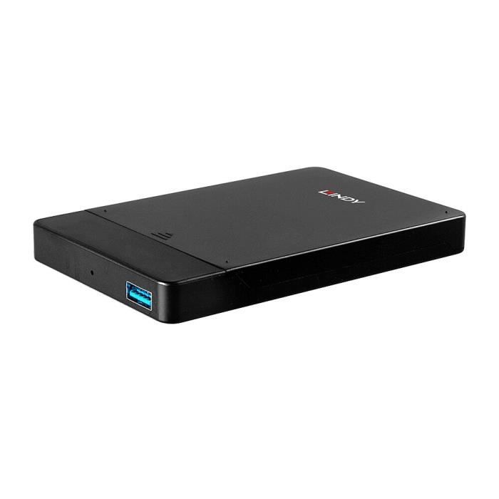 Boîtier USB 3.0 - LINDY - SATA 2.5'' - Noir - Sans vis - 5 Gbit/s