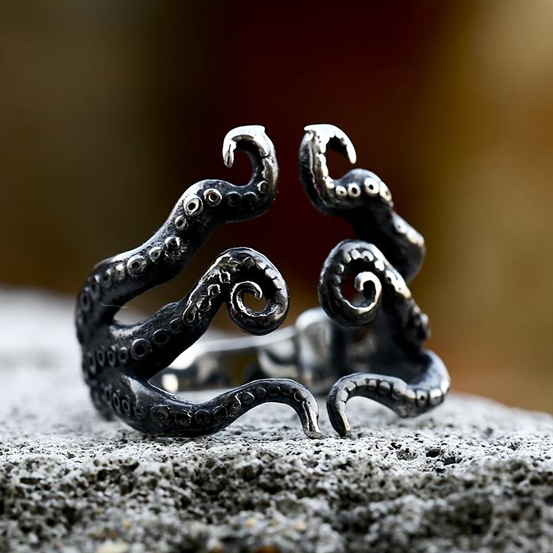 New Unique Design Octopus Beard Ring Special Shape Mens Ring Punk Biker Jewelry