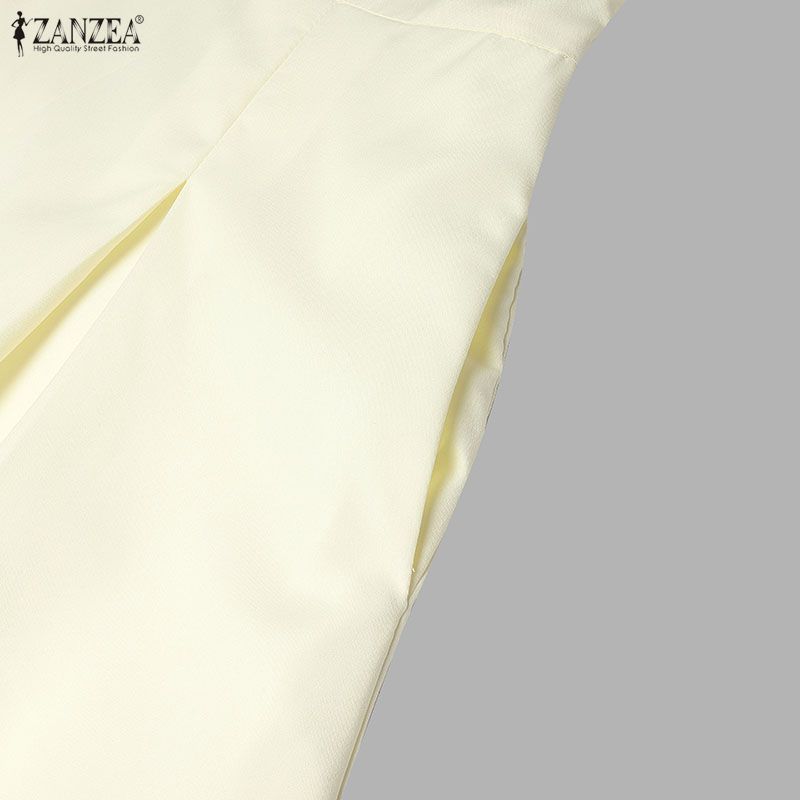 ZANZEA Abito da Donna Casual Elegante Senza Maniche a Collo Reversibile Monocolore