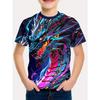 3D Digital Print Kids Stylish Lion Dragon Animal Pattern T-Shirt Boys Short Sleeve Crew Neck Casual T-shirts
