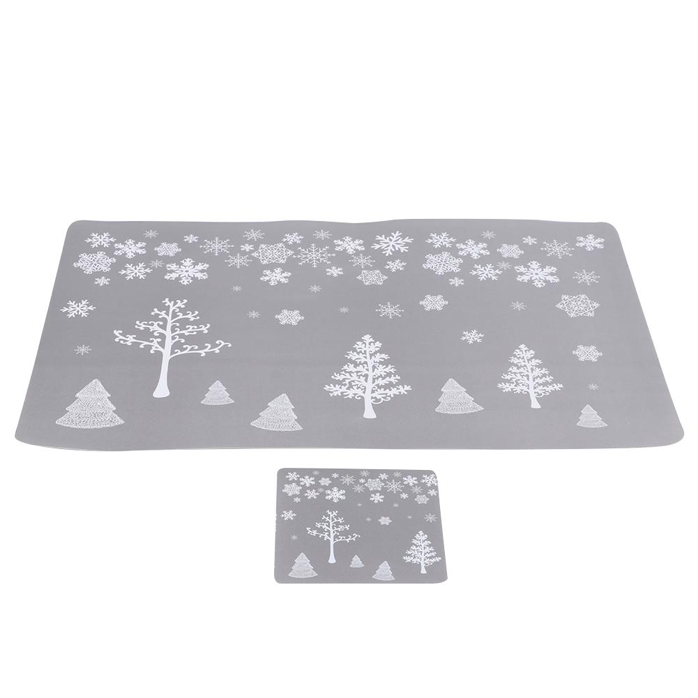 12pcs Christmas Printed Drinks Tea Cup Mats Coasters Teapot Placement Table Mat Decoration