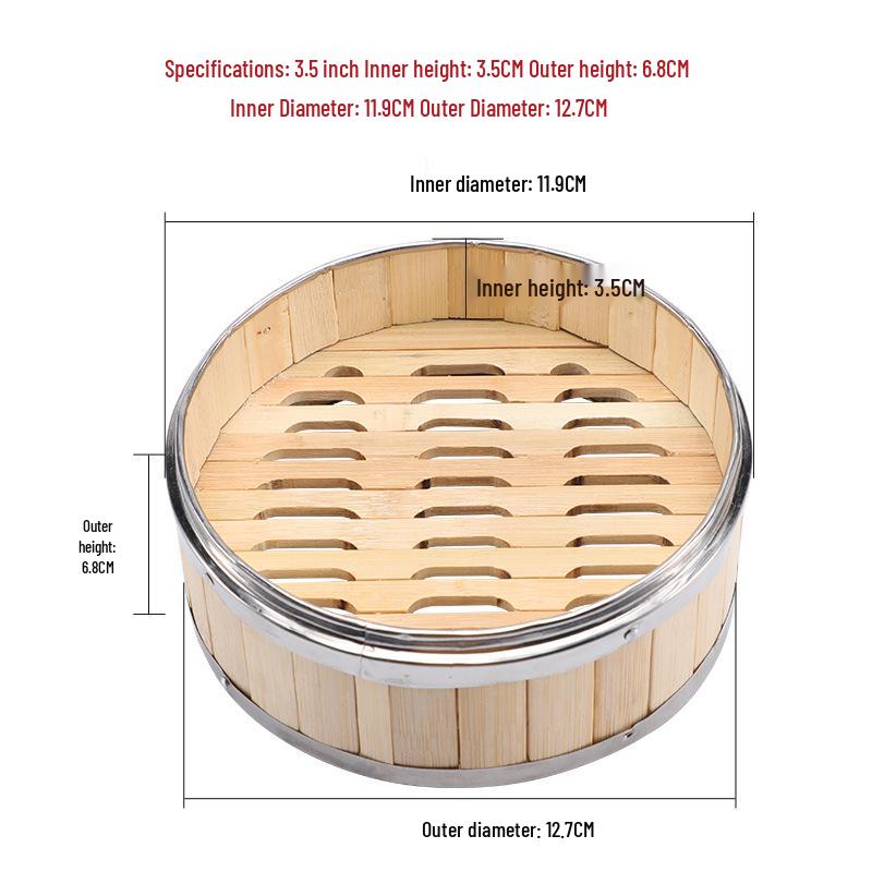 Commercial Bamboo Dim Sum & Dumpling Steamer with Stainless Steel Edge - Small Baozi & Rice Basket for Cantonese Morning Tea