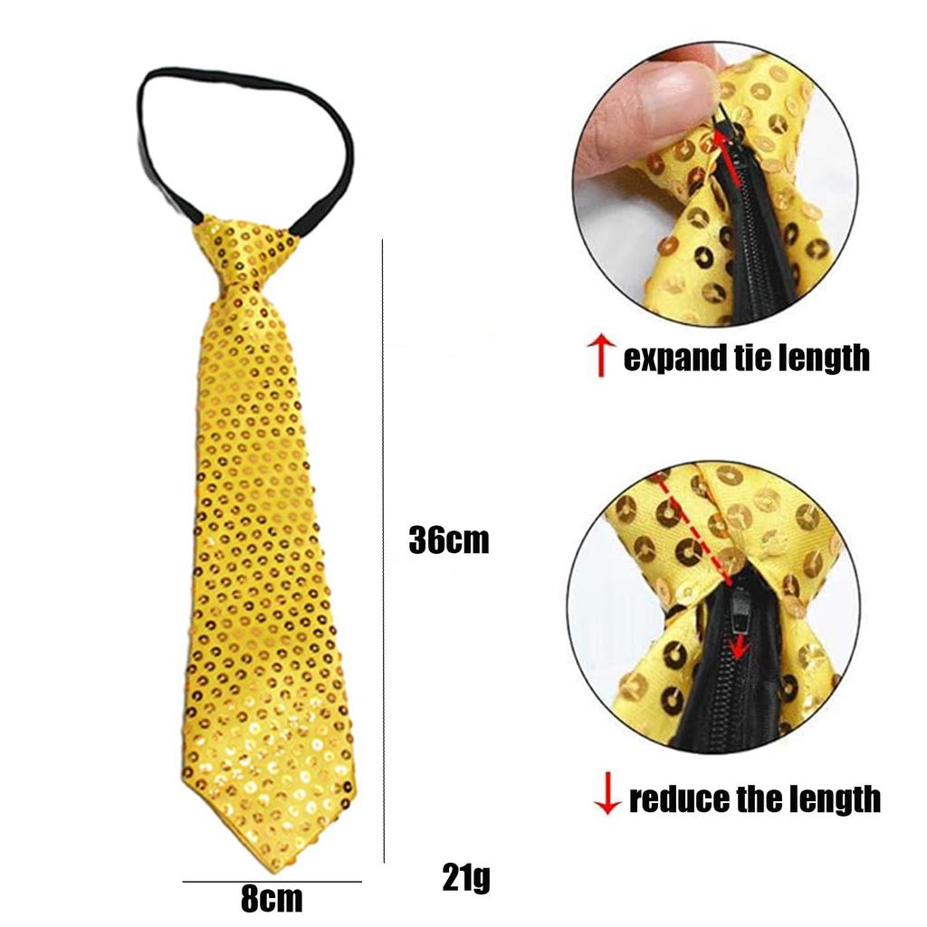 [Xiang Ru] One-touch Necktie, Can Be Put On In 5 Seconds, Plain, Approximately 8cm Wide, for Men, Women, Children, Boys, Girls, Sequined, Sparkly,