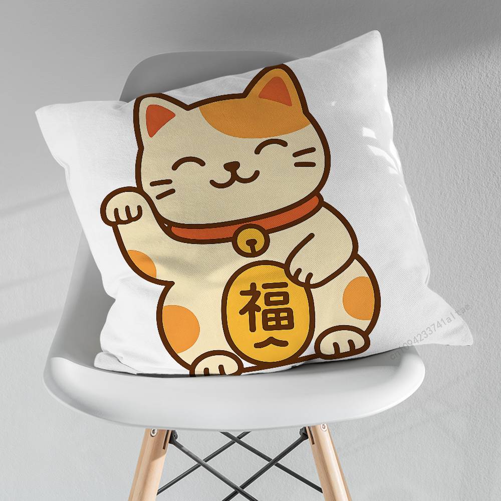 Cartoon Glückskatze Japanisch Verschiedene Größen Quadratische Kissenhülle Für Auto Haus Schlafzimmer Dekor Geburtstag Geschenk