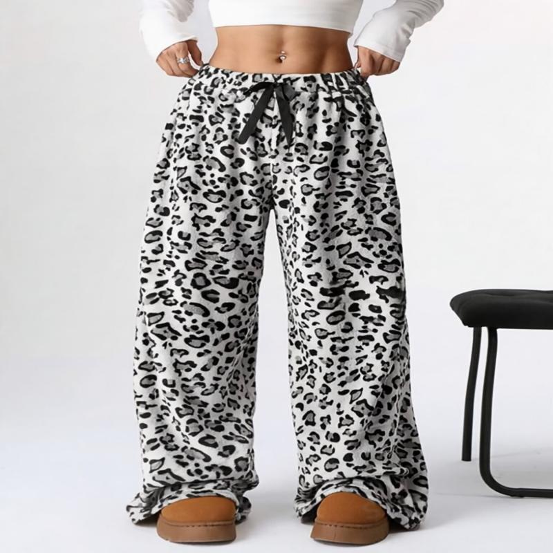 2026 New Arrival: Elegant Leopard Print Wide-Leg Trousers with Stretch Waistband