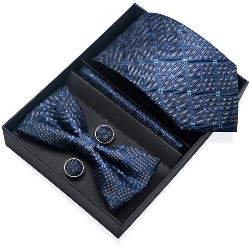 Set de 6 piezas, Corbata de Vestir de Negocios 8 cm Corbata para Hombre Set de Pajarita Caja de Regalo.