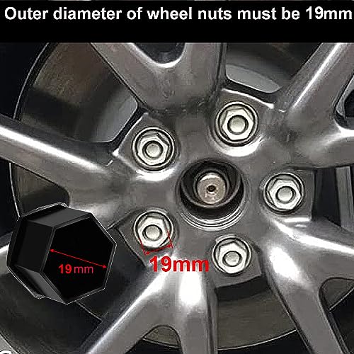 Kiligen 22pcs Automotive Short Nuts Lightweight Wheel Nuts Wheel Dress Up Set Nut Covers Black Fits Bolts and Nuts (Inner Diameter 19mm)