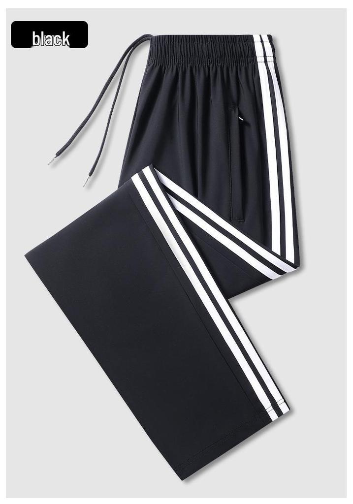 Navy Blue Ultra-Thin School Uniform Pants with Two White Stripes for Students