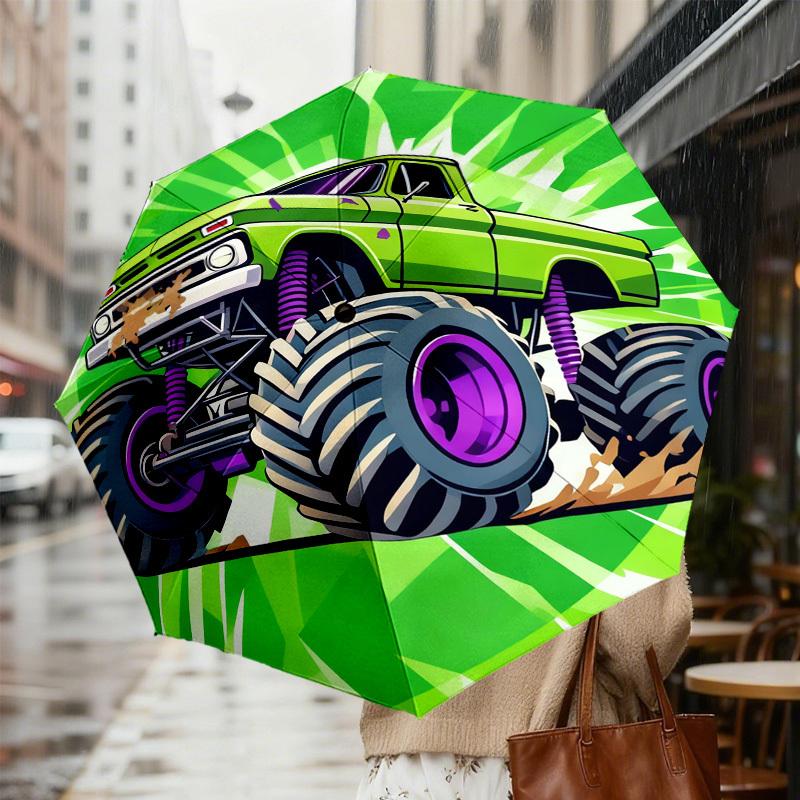 1 Stück Monster Truck Muster Regenschirm Design Automatisches Öffnen und Schließen Regenschirm, Hochwertiger Reise Regenschirm, c1128196