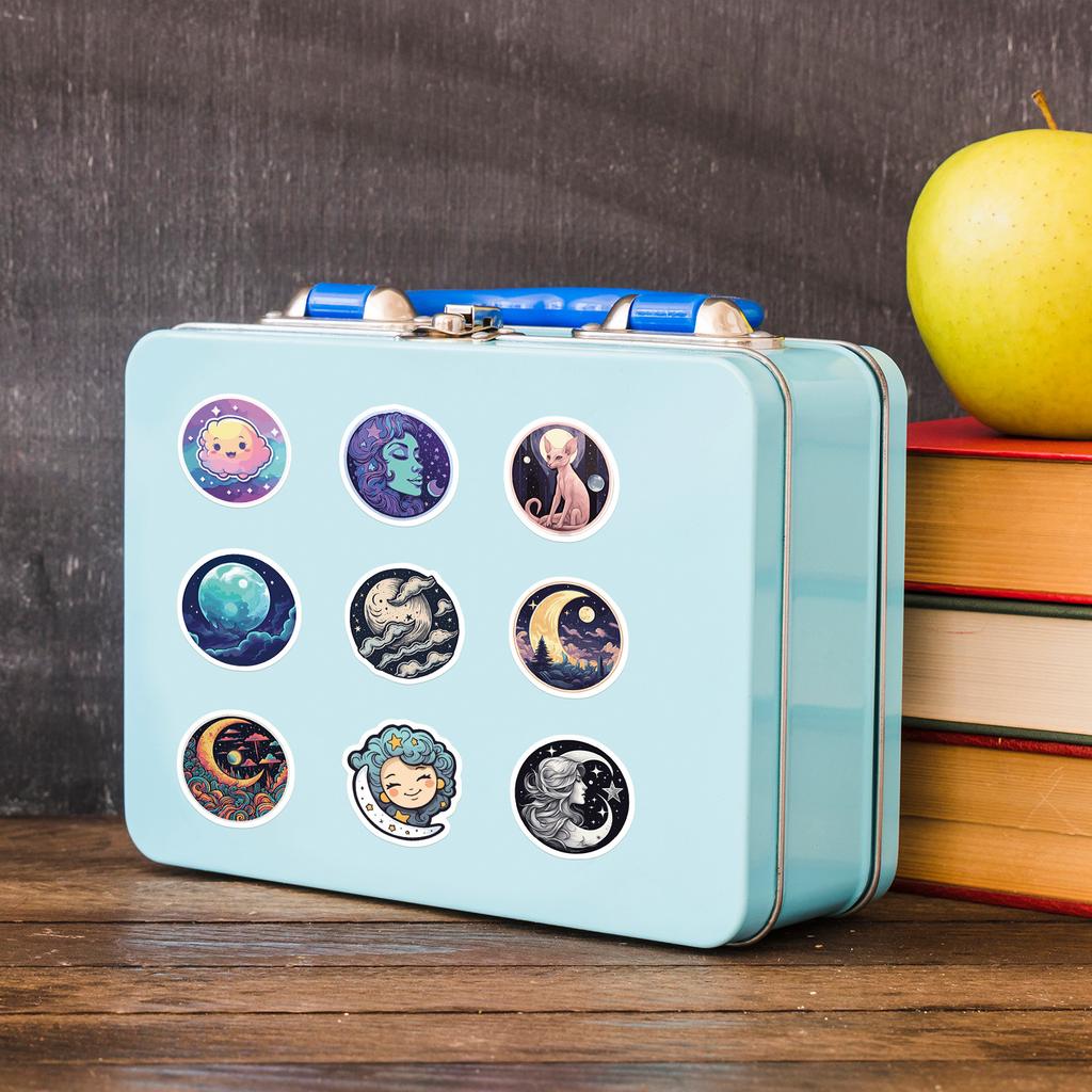 100 Moon Doodle Stickers Car Mobile Phone Water Cup Decorative Stickers Waterproof Creative Children's Cartoon Stickers