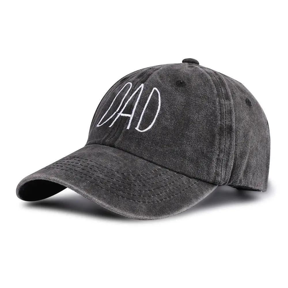 DAD MOM Embroidery Baseball Caps Vintage Washed Denim Baseball Hats Adjustable Distressed Faded Cap Outdoor Sport Sunscreen Hats