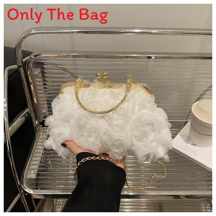 Pu Flower Clutch Handbag With Lock Closure For Evening Party And Daily Use