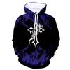 New Fashion Autumn and Winter 3D Flame Men's Hoodie Hooded Sweatshirt Pullover Cross Printed Large Size Sweater
