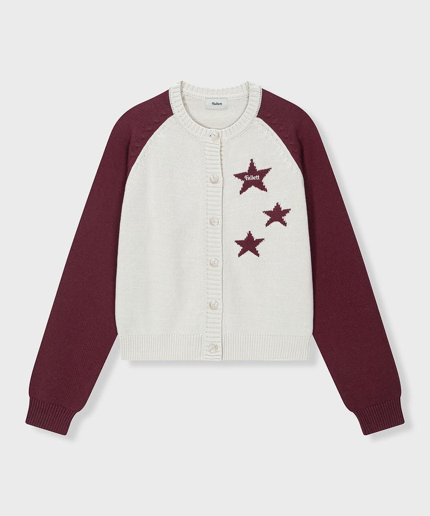 Fallett Star Knit Cardigan Burgundy