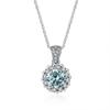 Bague Ringen 1 Carat Round VVS D Color Moissanite Necklace Lab Created Diamond Pendant Sterling Silver S925 Jewelry Clavicle Chain