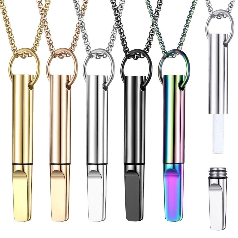 Achtsamkeitstrainings-Pfeifen-Halskette mit Baumwollkern Metall-Entspannungs-Halskette Tragbare Yoga-Halskette Halskette Yoga-Praxis