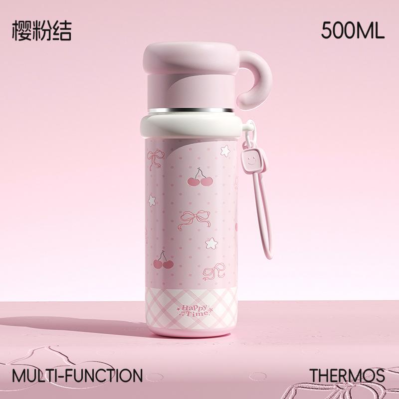 Water bottle bullet three drinks thermos cup stainless steel thermos cup girls handle water cup