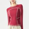 Spring Autumn New Round Neck Long Sleeve Fashion Women High Street Casual Contrast Color Pullovers Quick Drying Tops