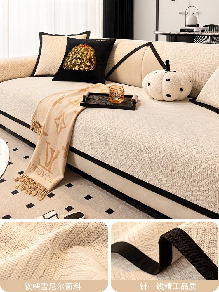 Solid Color Chenille Sofa Covers Non-slip Sofas Towel Couch Slipcover Corner Sofa Seat Pad Furniture Protection For Living Room