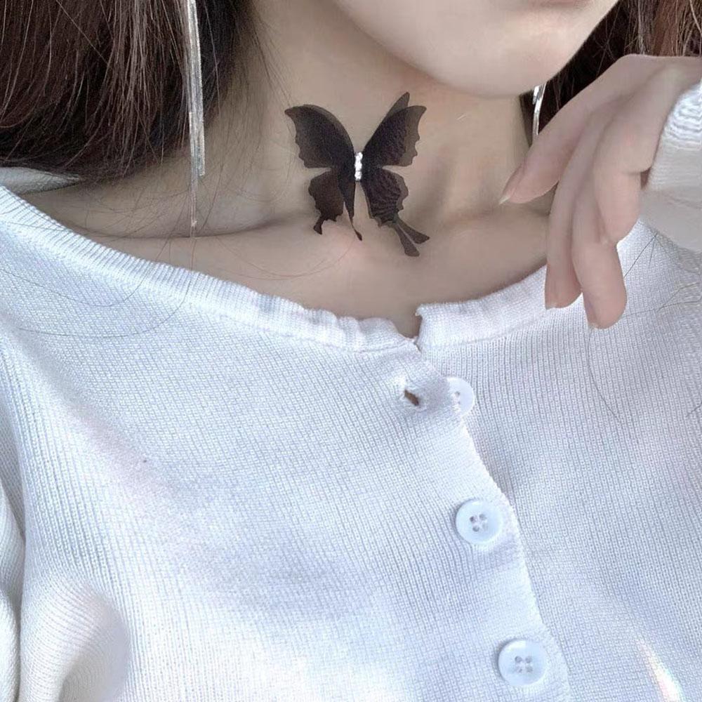 Trendy Fashion Accessories White Black Lace Butterfly Necklace Party Jewelry Women Choker