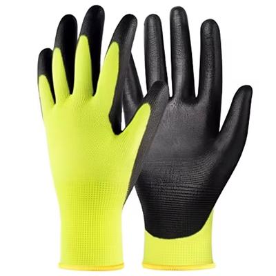 CE EN388 13G Polyester PU Gloves Lightweight Safety Gloves Protective Gear Labor Mittens PU Coated Gloves for Logistics Work