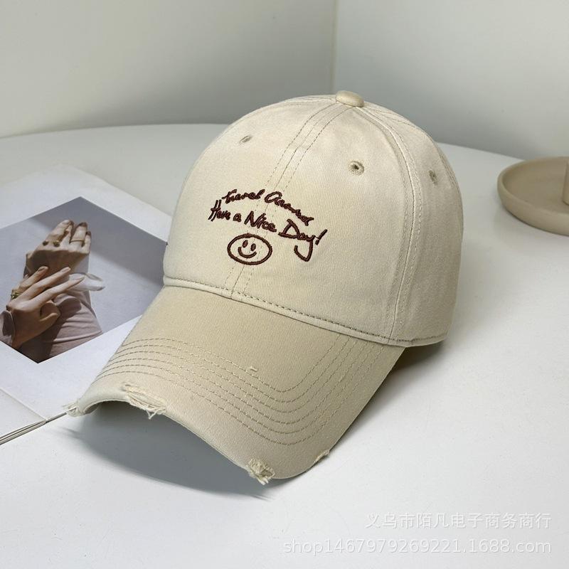 Letter Embroidered Baseball Cap Children's Summer Versatile Simple Sun Hat Showing Face Small Holes Peaked Cap Men
