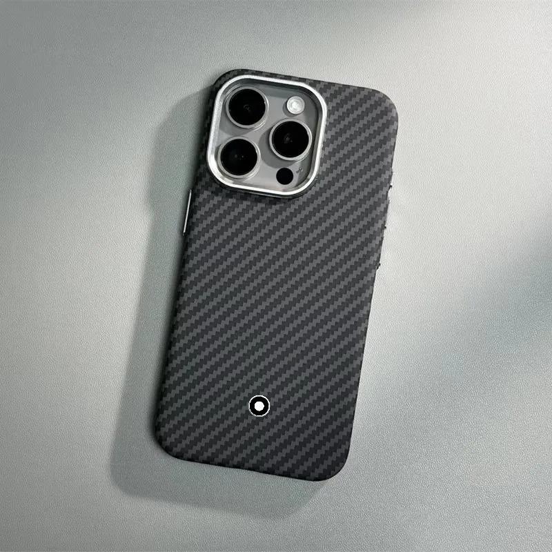 High End Busine Sle 3D Carbon Fiber Magsafe Phone Case for IPhone 17 16 Pro Max 13 14 15 Wireless Charging Shockproof Cover Bla