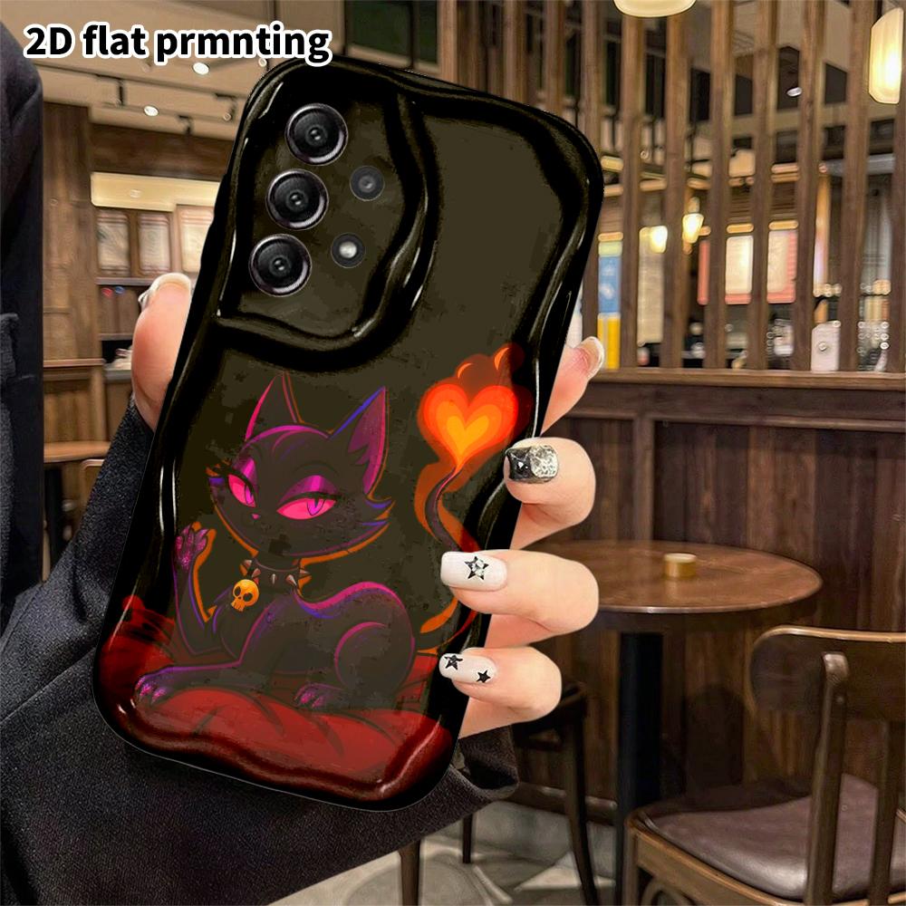 Phone Case: 2D flat, fits Samsung Galaxy A34 A35 M05 M06 S20 S22 S21 FE Plus 5G, cartoon little black cat, perfect Christmas and Halloween holiday gif