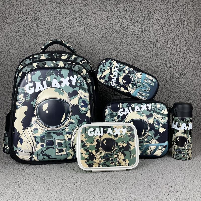 Student Schoolbag 5-Piece Set Can Hold Tie Rod Cartoon 16-Inch Backpack Lunch Bag Pencil Case Water Cup