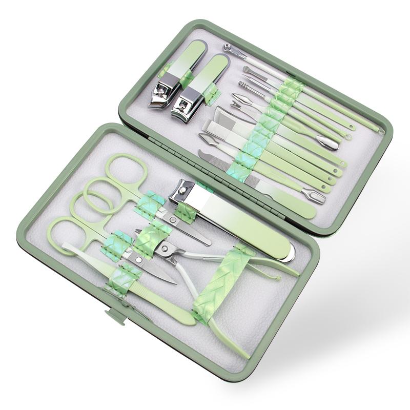 Finger Nail Clippers Pedicure Knives Exfoliation & Nail Art Tools 18-Piece Set-Carbon Steel Durable