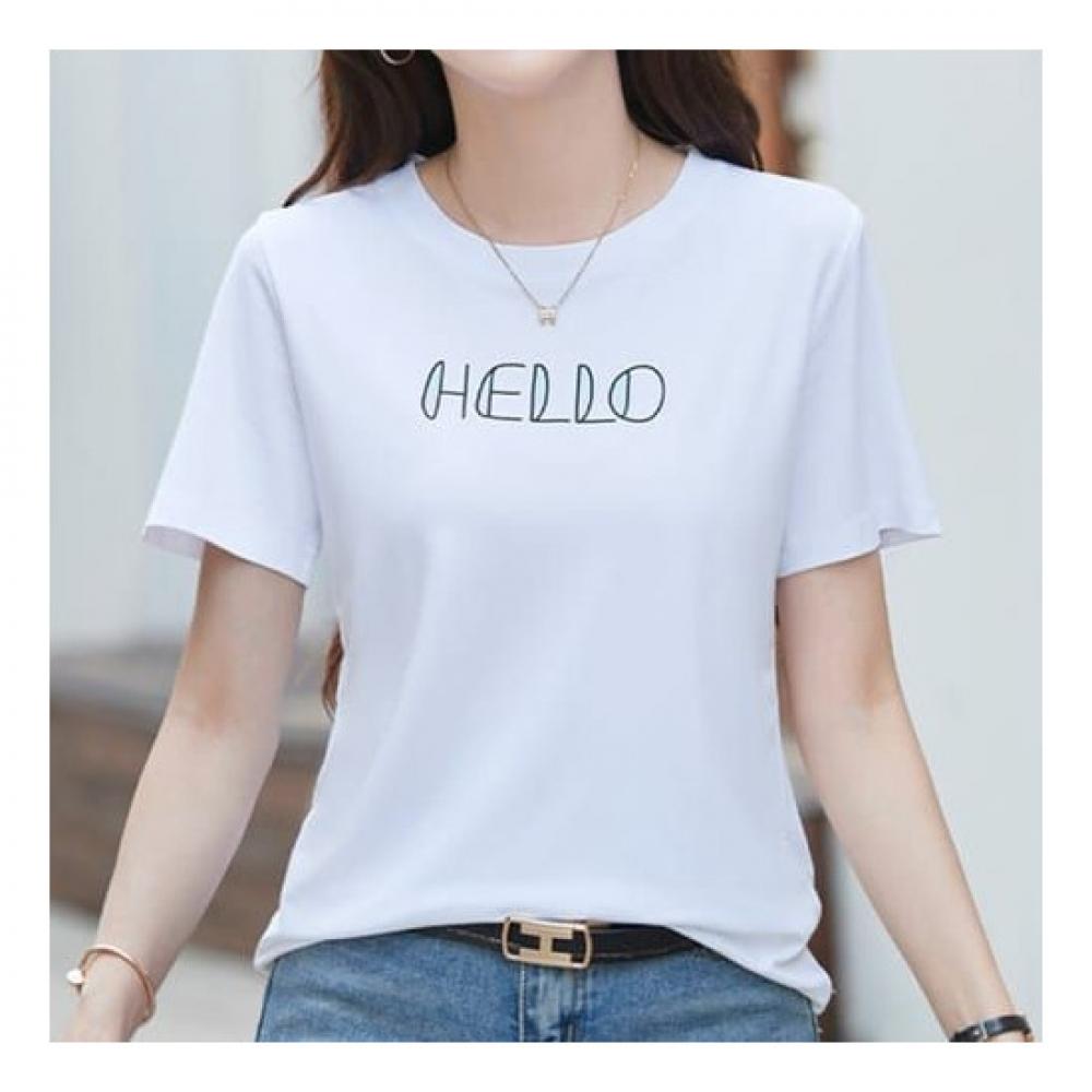 Navava Women Hello LeTTering Round Neck T shirT nT1670