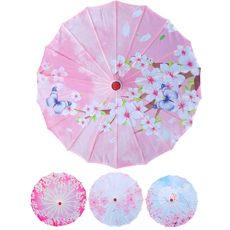 1Pc Japanese Style Colorful Cherry Blossom Vintage Stage Performance Props for Festival Accessories 56cm Umbrella Silk Cloth