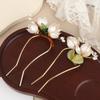 1Pcs U Shape Jade Orchid Hairpin For Women Vintage Chinese Style Wrapping Flower Hairpin Handmade Metal Jewelry Hair Accessory