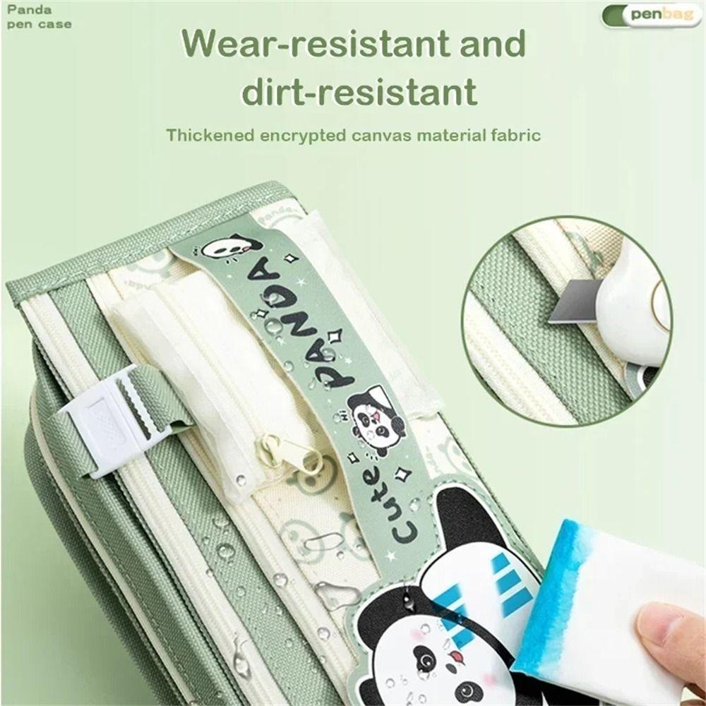 Large Storage Pen Box Bags Multi Layer Pencil Pouch Cosmetic Makeup Panda Pencil Case  Stationery